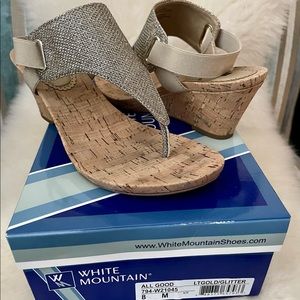 White Mountain All Good Wedge Cork Sandals Womens Size 8 M